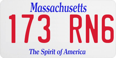 MA license plate 173RN6