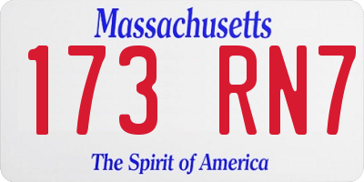MA license plate 173RN7