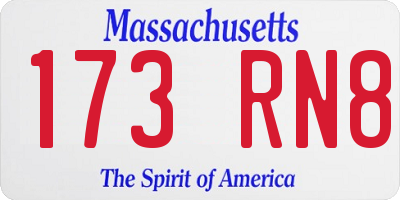 MA license plate 173RN8