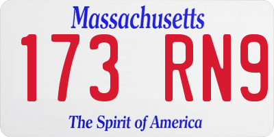 MA license plate 173RN9