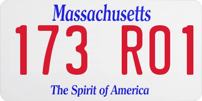 MA license plate 173RO1