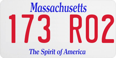MA license plate 173RO2