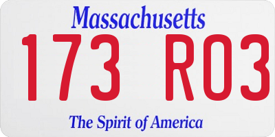 MA license plate 173RO3
