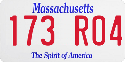 MA license plate 173RO4