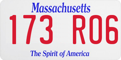 MA license plate 173RO6