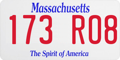 MA license plate 173RO8