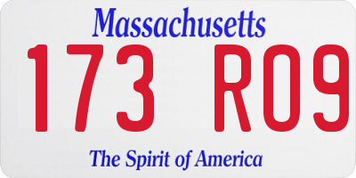 MA license plate 173RO9