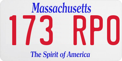 MA license plate 173RP0