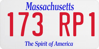 MA license plate 173RP1