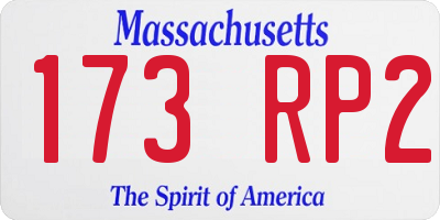 MA license plate 173RP2