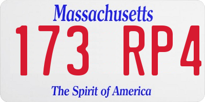 MA license plate 173RP4