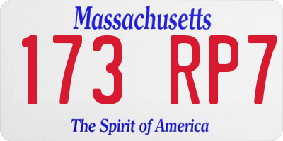 MA license plate 173RP7