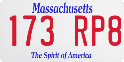 MA license plate 173RP8