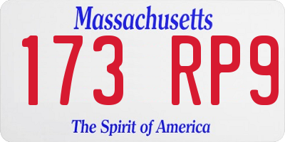MA license plate 173RP9