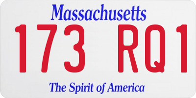 MA license plate 173RQ1