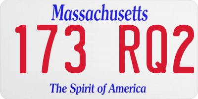 MA license plate 173RQ2