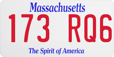 MA license plate 173RQ6