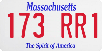 MA license plate 173RR1