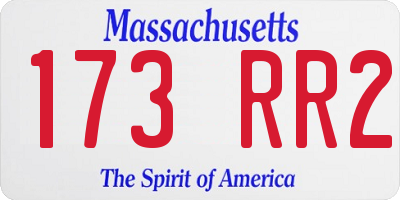 MA license plate 173RR2