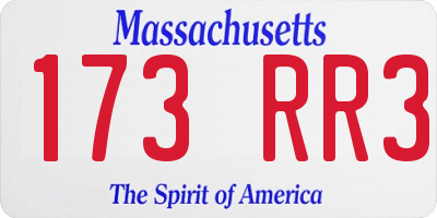 MA license plate 173RR3