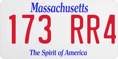 MA license plate 173RR4