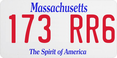 MA license plate 173RR6