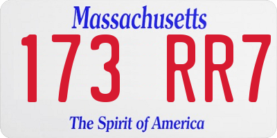 MA license plate 173RR7