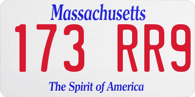 MA license plate 173RR9