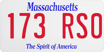 MA license plate 173RS0