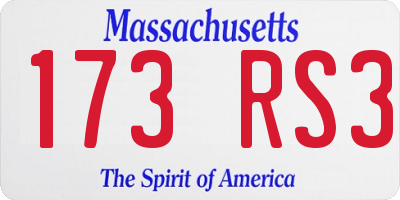 MA license plate 173RS3