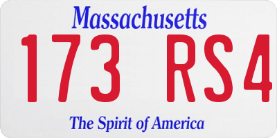 MA license plate 173RS4