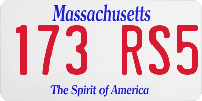 MA license plate 173RS5
