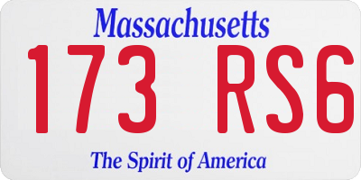 MA license plate 173RS6