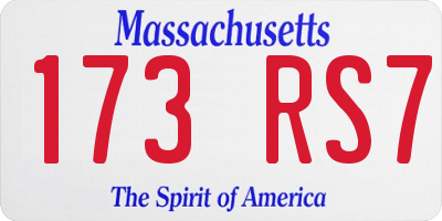 MA license plate 173RS7