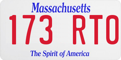 MA license plate 173RT0