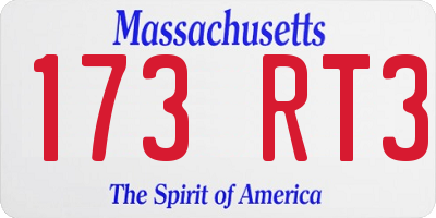 MA license plate 173RT3