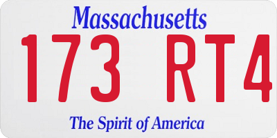 MA license plate 173RT4