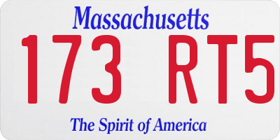 MA license plate 173RT5