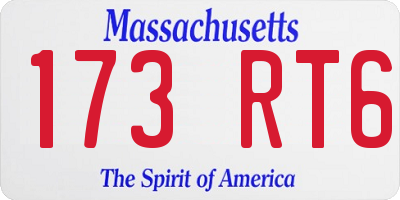 MA license plate 173RT6