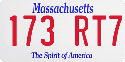 MA license plate 173RT7