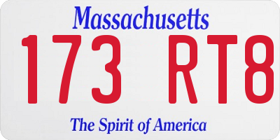 MA license plate 173RT8
