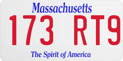 MA license plate 173RT9