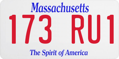 MA license plate 173RU1
