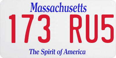 MA license plate 173RU5