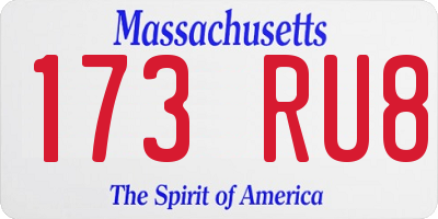 MA license plate 173RU8