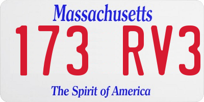 MA license plate 173RV3