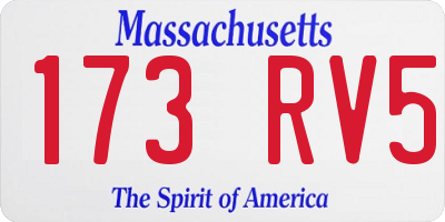 MA license plate 173RV5