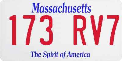 MA license plate 173RV7