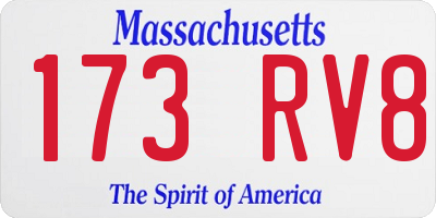 MA license plate 173RV8