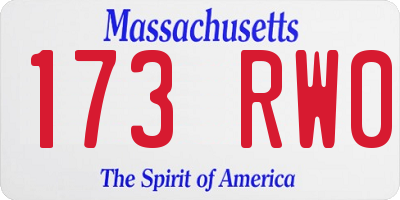 MA license plate 173RW0